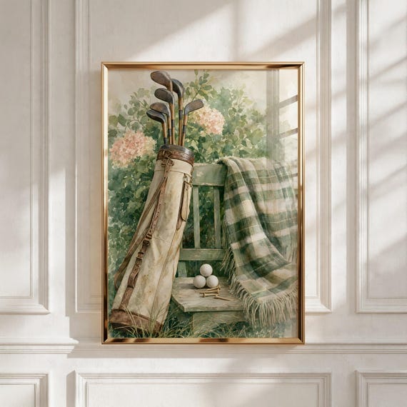 Vintage Golf Art, Clubhouse Corner - Boys Room Decor, Playroom Printable Download