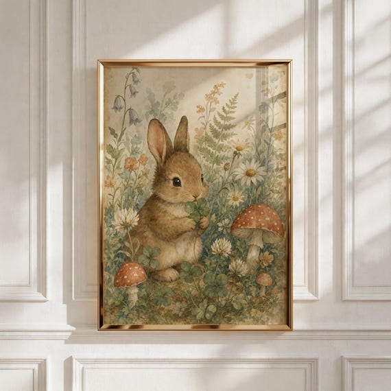 Woodland Nursery Art, Little Bunny Print, Kids Room Decor - Baby Shower Gift
