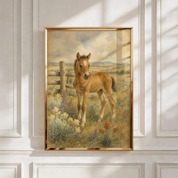 Western Nursery Decor, Little Foal Printable Wall Art, Baby Shower Gift - Kids Room