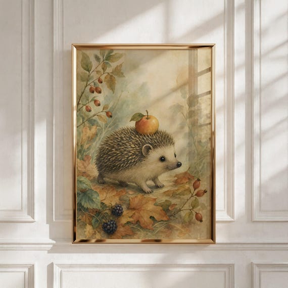 Woodland Nursery Art, Little Hedgehog Print, Kids Room Decor, Baby Shower Gift