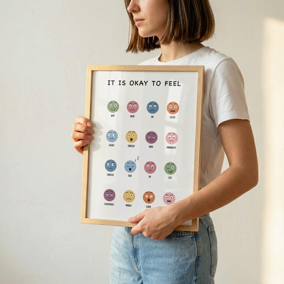 Calm Down Corner Printable, Emotions Chart for Kids, School Counselor Decor, Nursery Gift