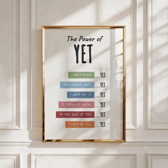 Calm Down Corner Print, The Power of Yet Motivational Poster for Kids