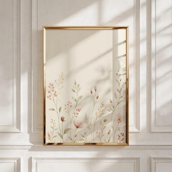 Botanical Nursery Wall Art, Wild Sprigs and Buds Print - Baby Girl Room Decor