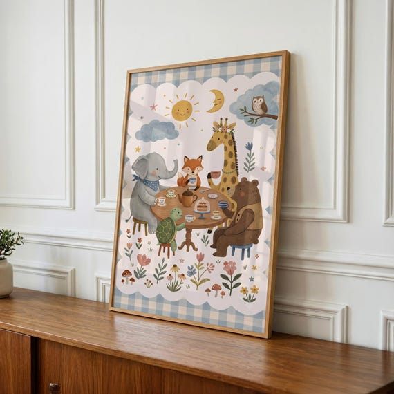 Woodland Nursery Art, Nursery Animal Print, Playroom Decor - Digital Download