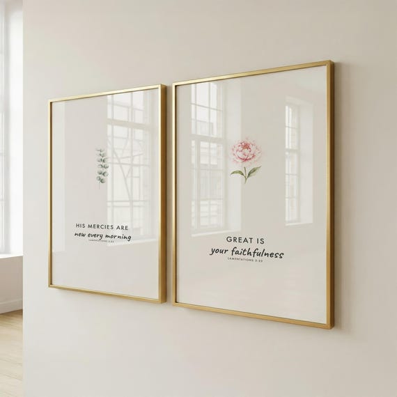 Set of 2 Eucalyptus Scripture Prints, Floral Christian Home Decor, Baby Shower Gift