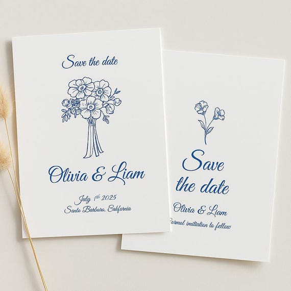 Minimalist Save the Date Template: Editable Wedding Announcement (Canva Template)